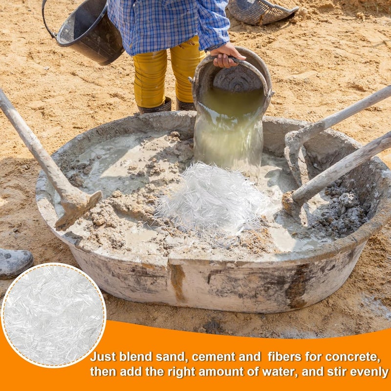 ZENFUN 4.4 Lb Fiberglass for Concrete Cement, 3/4"(19mm) Length Fiberglass Chop Strands for Mortar Concrete Reinforcement, Fiber Additive White Fiber Glass for Building Walls Garden Floor - Image 5